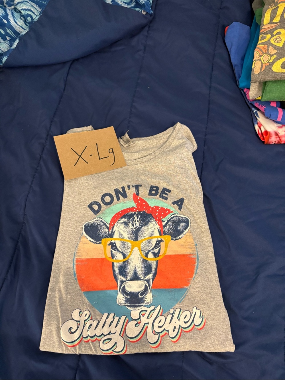 Women's Grey 'Don't Be A Salty Heifer' Graphic Short Sleeve Tee